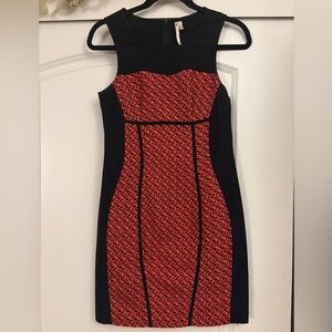 Elegant Black and Red Patterned Dress